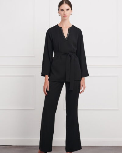 Σύνολο Μπλούζα με Πέτρες στην Λαιμόκοψη και Παντελόνα με Λάστιχο στο Πίσω Μέρος Dejavu