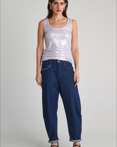 Washed Μπλε Navy Barrel Τζιν Παντελόνι FORBIDDEN DESIRE Cloud 9 Anerio