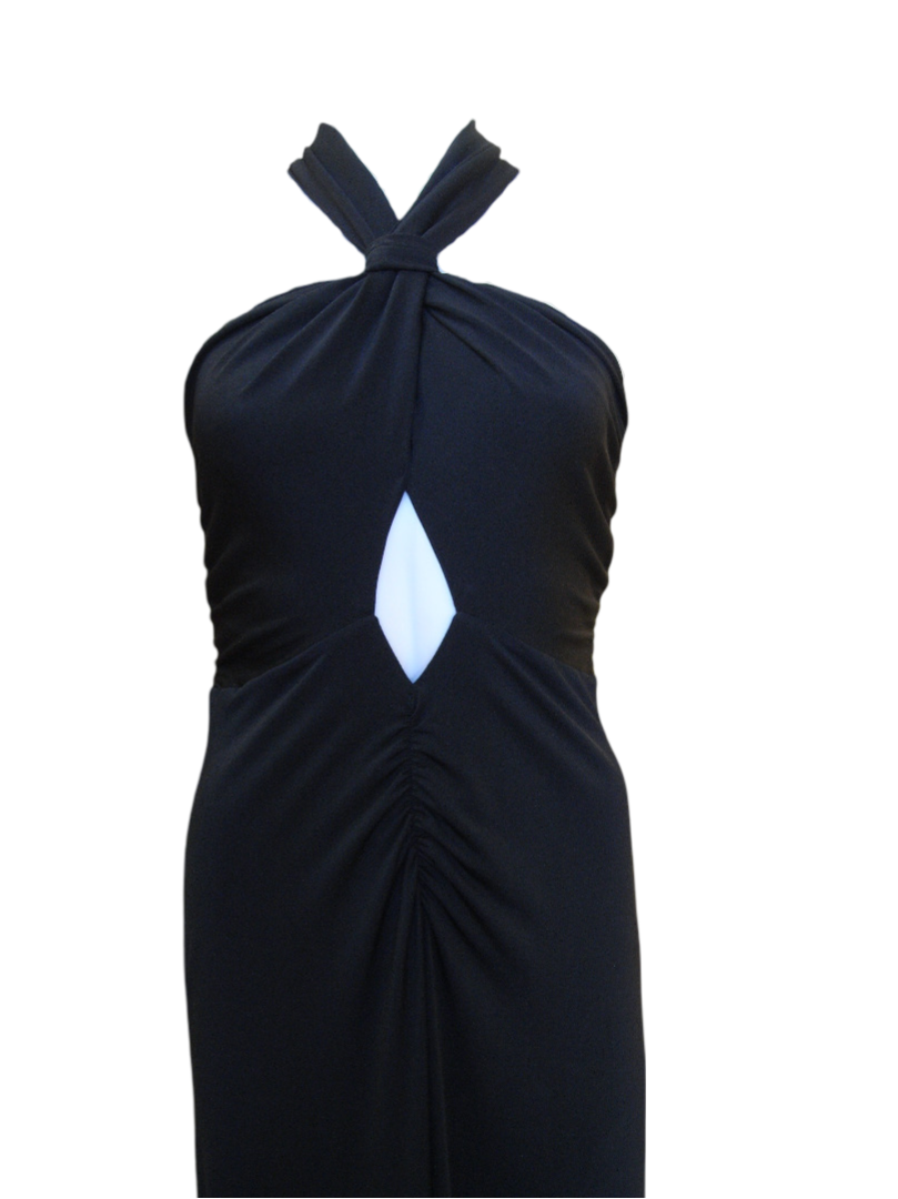 Maxi Φόρεμα Off Shoulder και Ανοίγματα Μαύρο Egoista Anerio