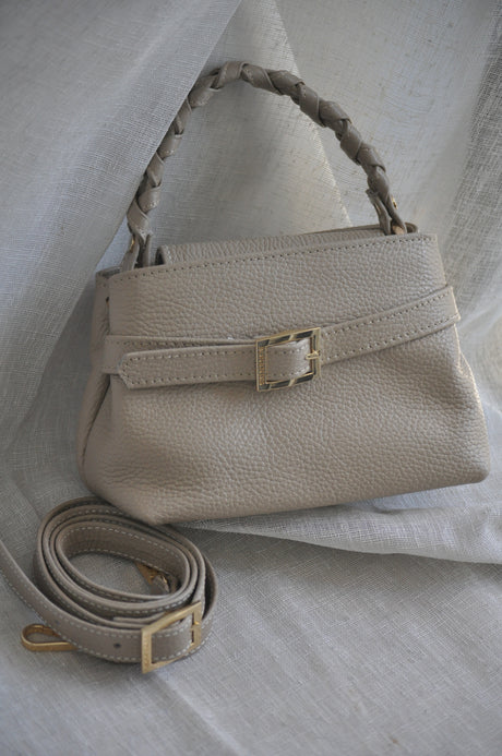 Emily Mini Δερμάτινη Τσάντα Χειρός - Taupe Bonendis - Image 5