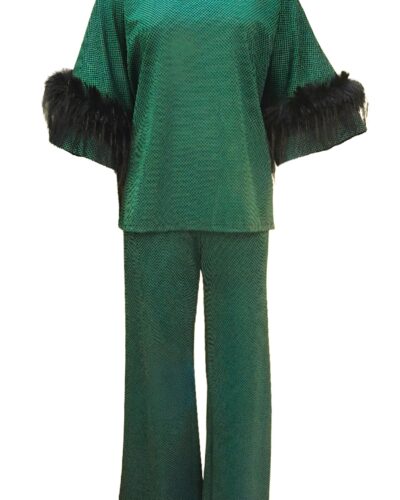 Σύνολο Μπλούζα με Πούπουλα και Παντελόνα με Σχέδια White22