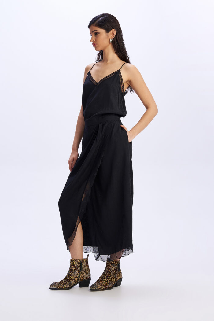 Μαύρο Μίντι Silky Ζακάρ Slip Φόρεμα DARK DIVA Cloud 9 - Image 6