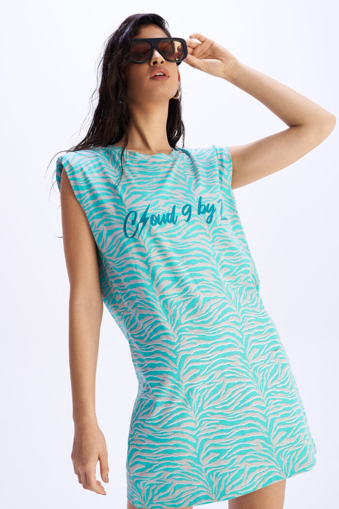 Βεραμάν Γκρι Ζεβρέ T-shirt Φόρεμα NUVOLA Cloud 9 - Image 6