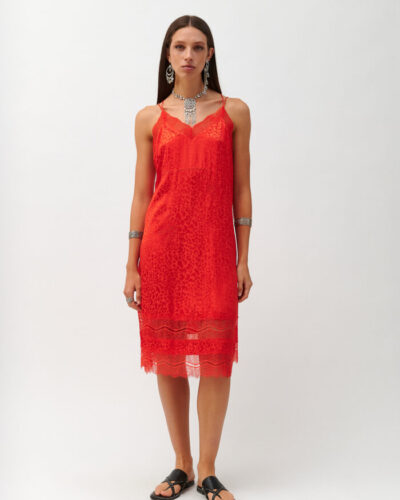 Cloud Red Short Silky Slip Dress EXOTIC SPIRIT Anerio