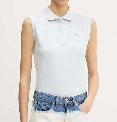 Αμάνικη Μπλούζα πόλο με λογότυπο Σιελ W5GP24KCYR1 Guess Jeans Anerio