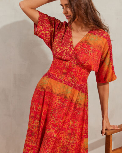 Axelle Φόρεμα midi εμπριμέ με ζαπονέ μανίκια, προϊόν Eco-conscious Namaste Anerio