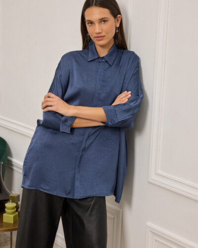 Tamsin Πουκάμισο oversized από τσαλακωμένο σατέν με ζαπονέ μανίκια Namaste Anerio