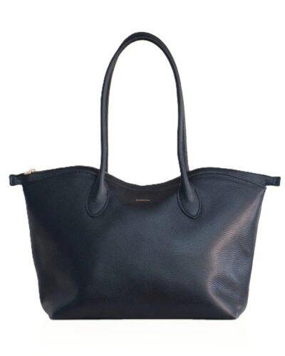 Bisou Large Leather Shopper Black Bonendis Anerio