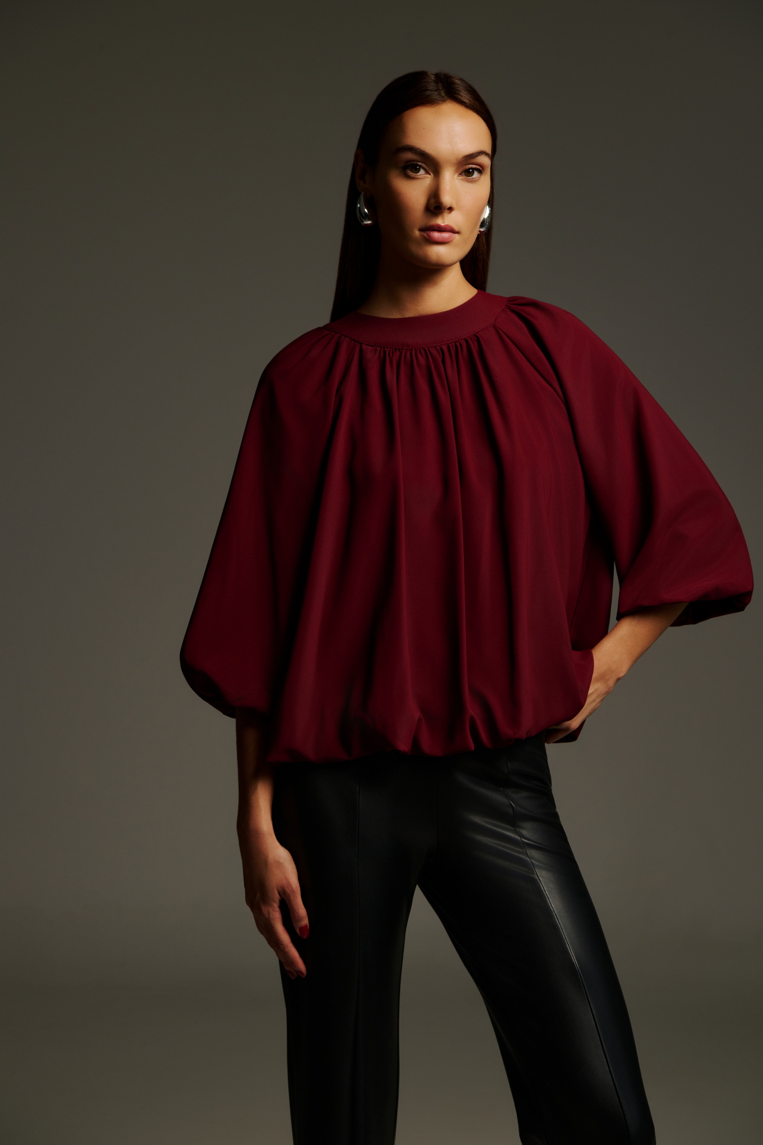 Πουκαμίσα Τύπου Balloon Μπορντώ Dejavu Anerio