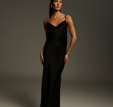 Dejavu Φόρεμα Ντραπέ Μαξι Μαύρο Dejavu Anerio