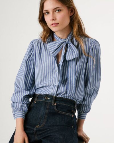 Ριγέ Πουκάμισο από ποπλίνα με Φιόγκο Maty PL3051268 Pepe Jeans Anerio