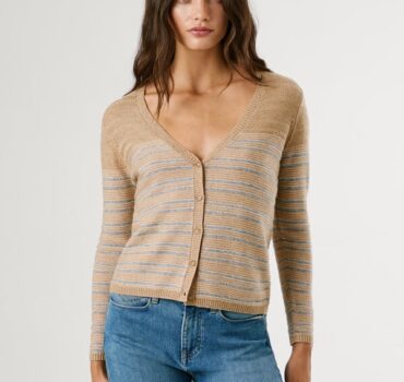 Ριγέ Πλεκτή Ζακέτα με V λαιμόκοψη PL7000034 Pepe Jeans Anerio