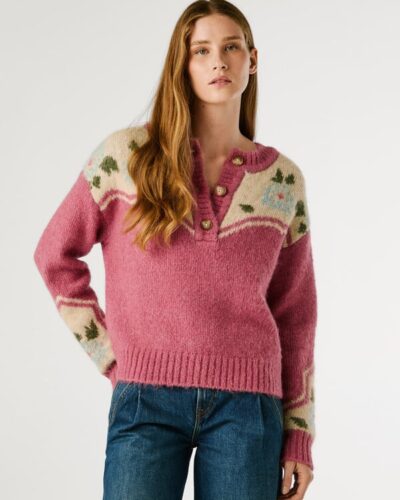 Πουλόβερ με στρογγυλή λαιμόκοψη και λουλούδια Chiara PL70000041 Pepe Jeans Anerio