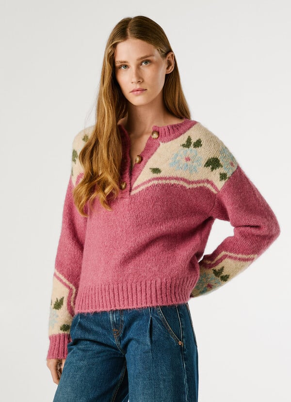 Πουλόβερ με στρογγυλή λαιμόκοψη και λουλούδια Chiara PL70000041 Pepe Jeans - Image 2