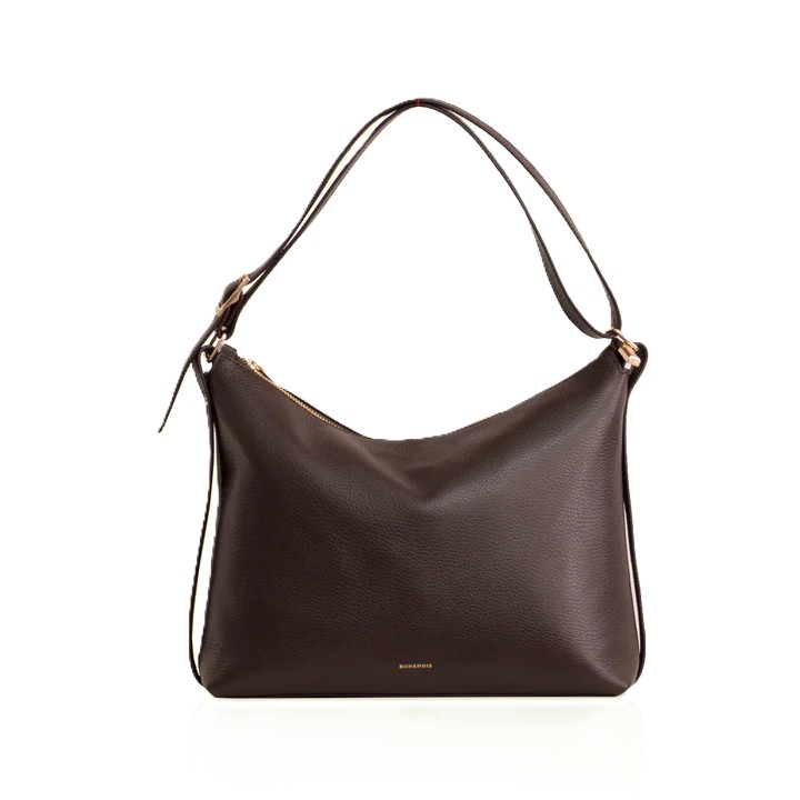 Rallu Leather Shoulder Bag Dark Brown Bonendis Anerio