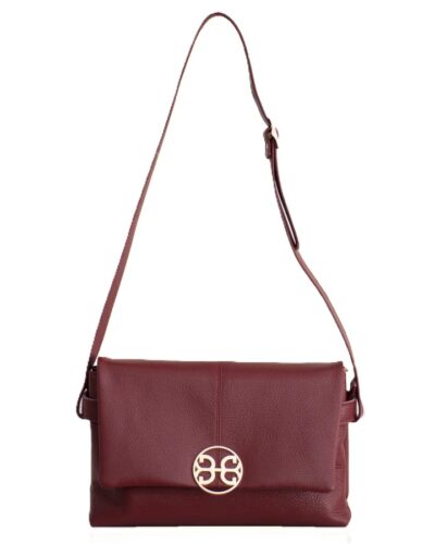 Amalia Δερμάτινη Τσάντα Ώμου Cherry Red Bonendis Anerio