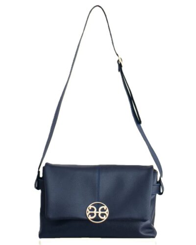 Amalia Δερμάτινη Τσάντα Ώμου Dark Blue Bonendis Anerio