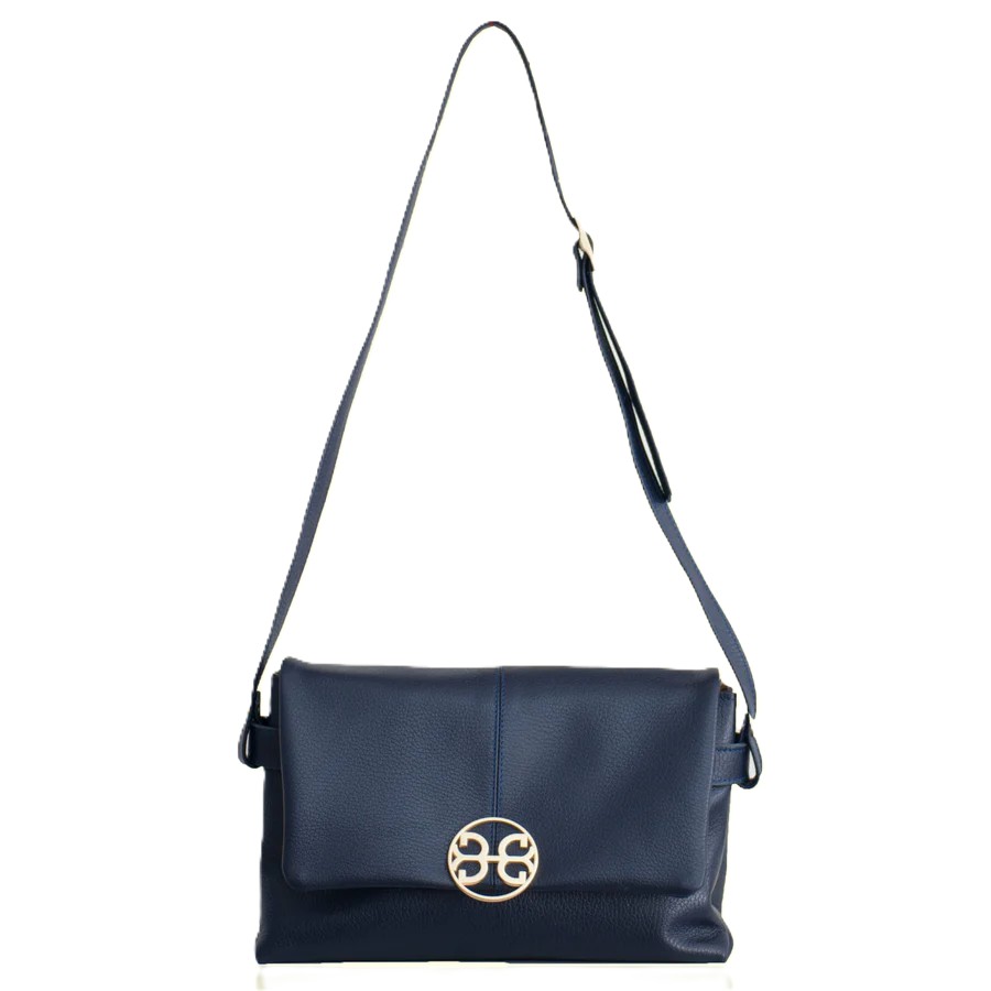 Amalia Δερμάτινη Τσάντα Ώμου Dark Blue Bonendis Anerio