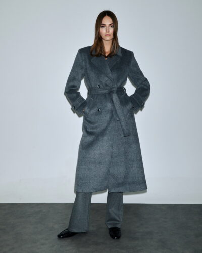 Μακρύ Παλτό με Κουμπιά Γκρι Dejavu Anerio