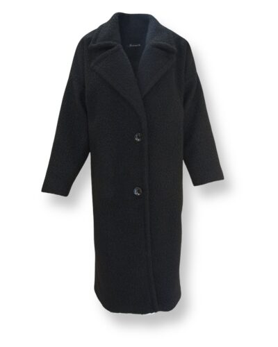 Παλτό με Συνθετική γούνα Μαύρο Μπουκλέ Innocent Anerio