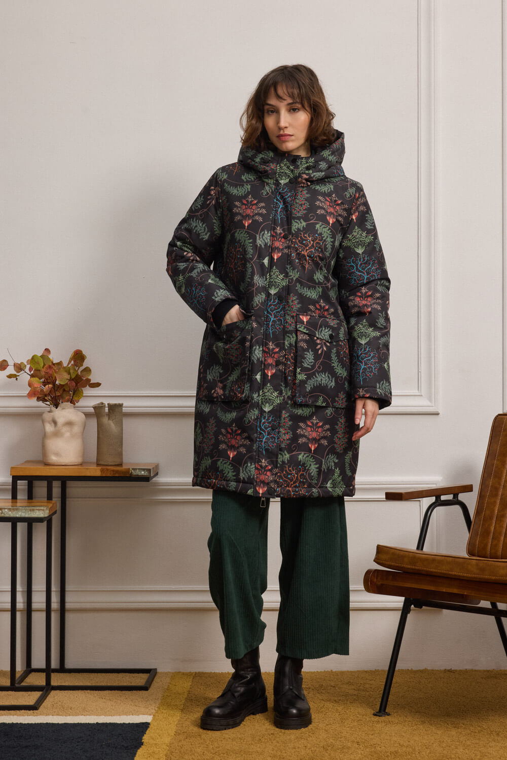 INGA Μπουφάν puffer με botanical print Namaste - Image 3