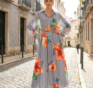 Dejavu Ριγέ Μάξι Φούστα με Λουλούδια Anerio