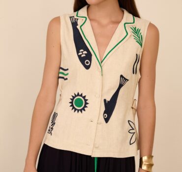 Meisie Γιλέκο με κέντημα "La Mer" Anerio