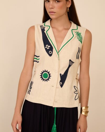 Meisie Γιλέκο με κέντημα "La Mer" Anerio