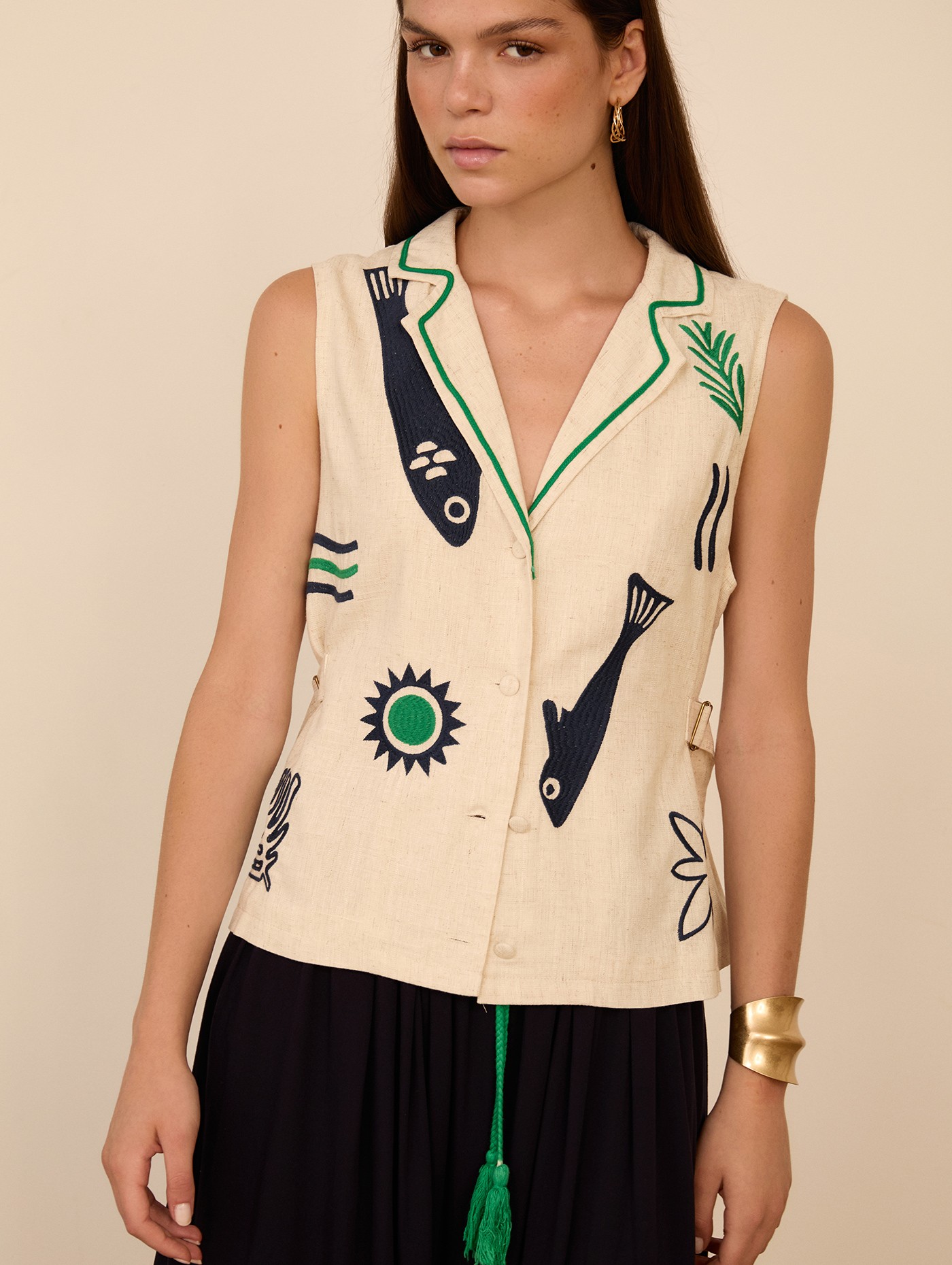 Meisie Γιλέκο με κέντημα "La Mer" Anerio