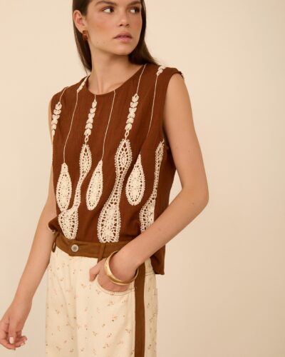 Meisie Κεντημένο αμάνικο Τοπ Anerio