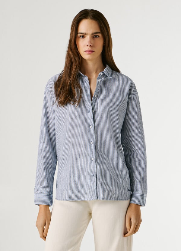 Pepe Jeans πουκάμισο με γαλάζια ρίγα PL3051395 BERNANY Anerio