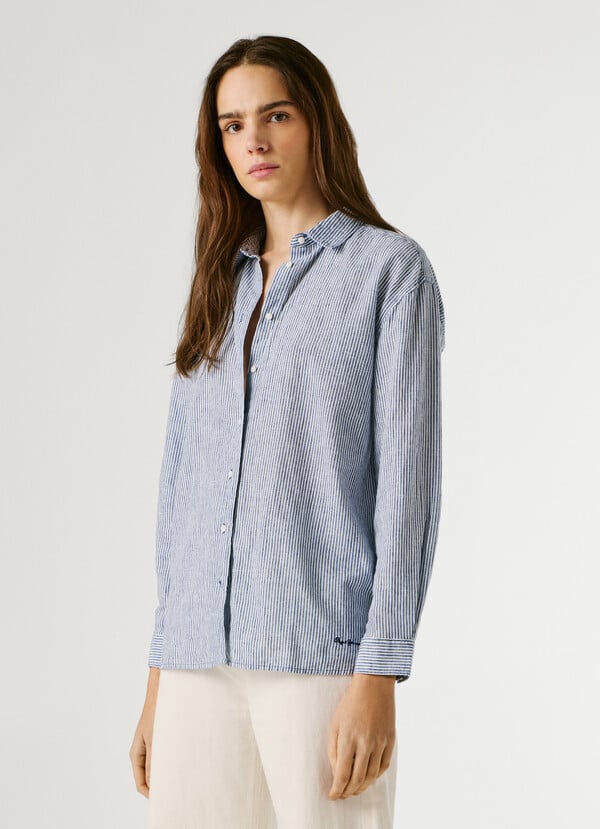 Pepe Jeans Πουκάμισο BERNANY με γαλάζια ρίγα PL3051395 - Image 2