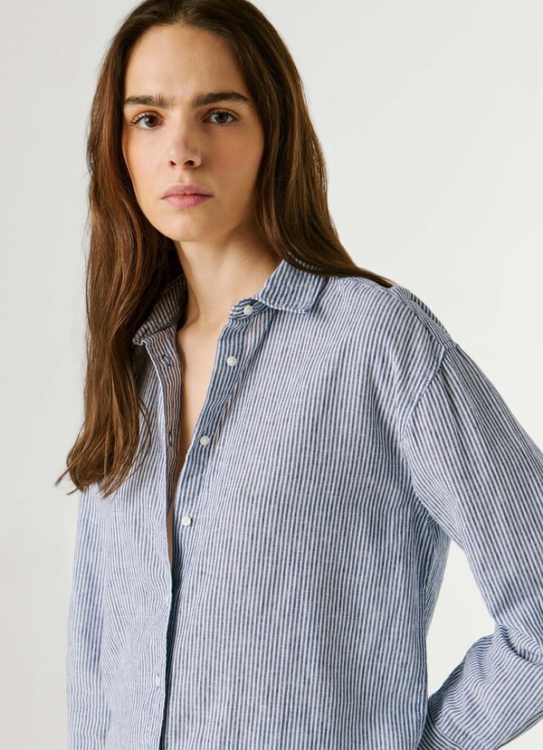 Pepe Jeans Πουκάμισο BERNANY με γαλάζια ρίγα PL3051395 - Image 5