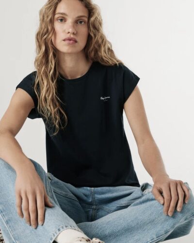 Pepe Jeans Μπλουζάκι Bloom κοντομάνικο PL504821 Μαύρο Anerio