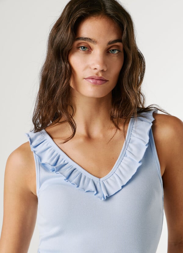 Pepe Jeans αμάνικη Μπλούζα MILLIE με βολάν PL506050bl - Image 4