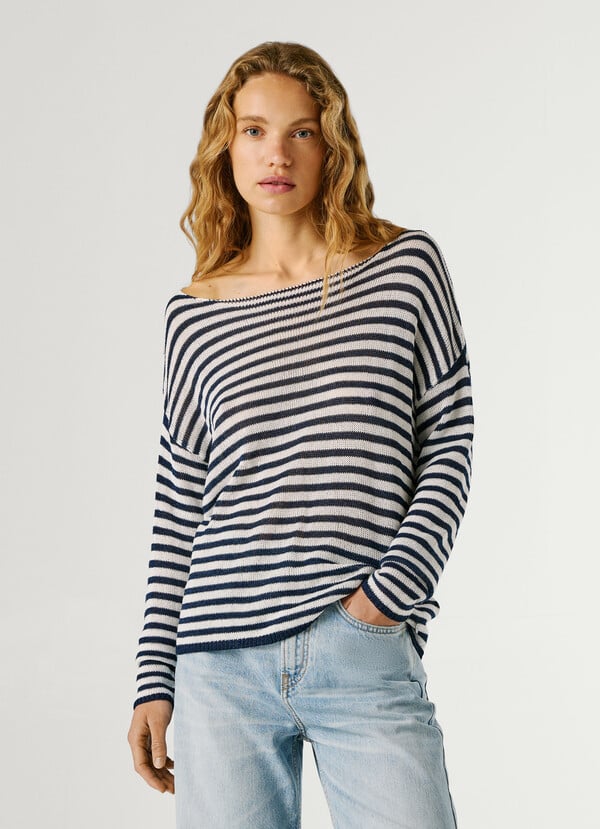 Pepe Jeans Μπλούζα KALUA μακρυμάνικη ρίγα PL7000119bl Anerio