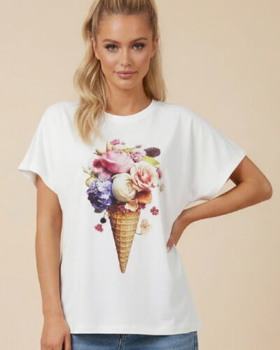 Dejavu Unitee Oversized Μπλούζα με τύπωμα Παγωτό Anerio