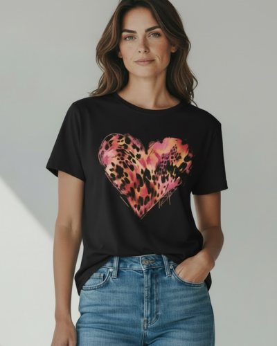 Desigual μπλούζα μαύρη με καρδιά TS_TIGER Anerio