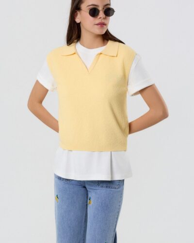 Fullah Sugah Αμάνικη πλεκτή Μπλούζα κίτρινο Anerio