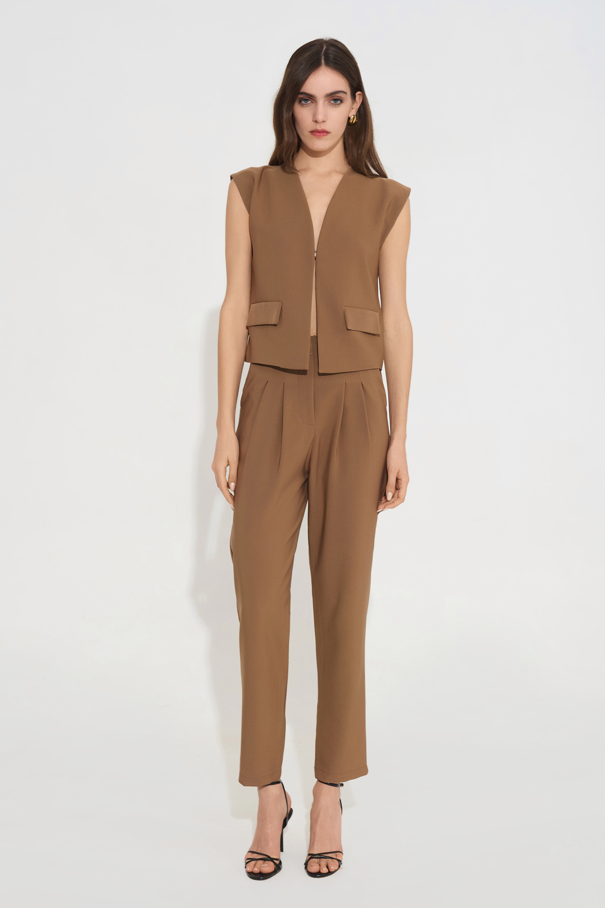 Dejavu Παντελόνι ψηλόμεσο με πιέτες Anerio