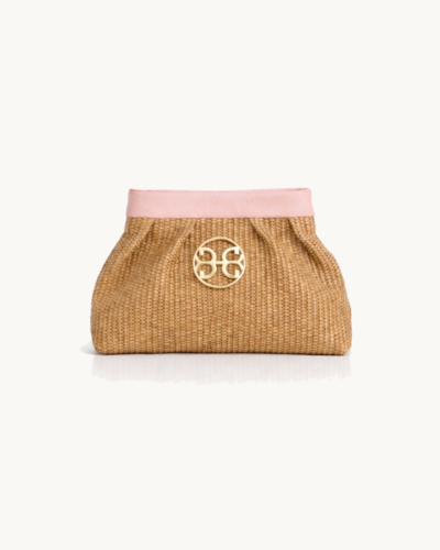 Bonendis Kiss Δερμάτινο Pouch Raffia & Pink Anerio