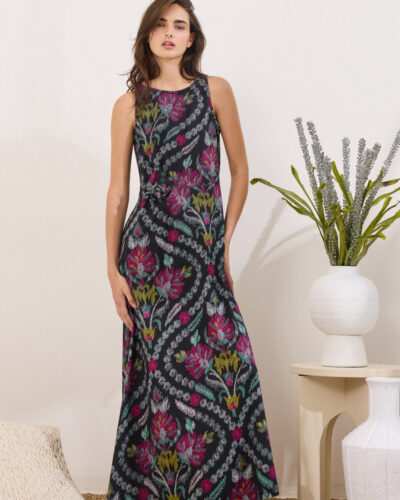 Namaste RUSTIN Φόρεμα μακρύ αμάνικο εμπριμέ Anerio