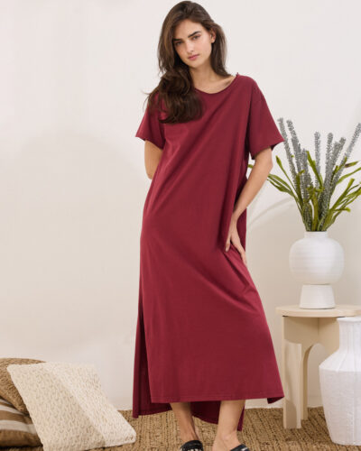 Namaste AVENYA Φόρεμα μακρύ ασύμμετρο κοντομάνικο Anerio