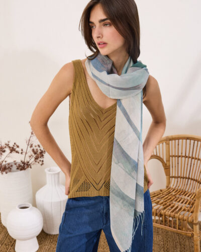 Namaste FRAMEL Φουλάρι φλοράλ με διακριτική γυαλάδα Μπλε Anerio