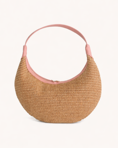 Bonendis Ophelia Small Raffia Shoulder Bag Ροζ Anerio