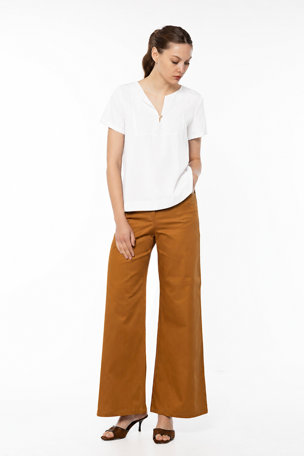 Bella P Παντελόνι wide leg καμπαρντινέ