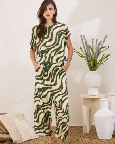 Namaste Παντελόνι cropped με δίχρωμο γεωμετρικό print Adams Anerio