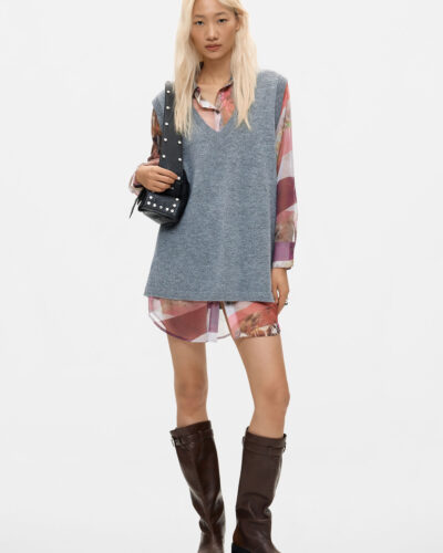 Desigual Φόρεμα πλεκτό συνδυασμένο με πουκάμισο Vest_Nantes Anerio