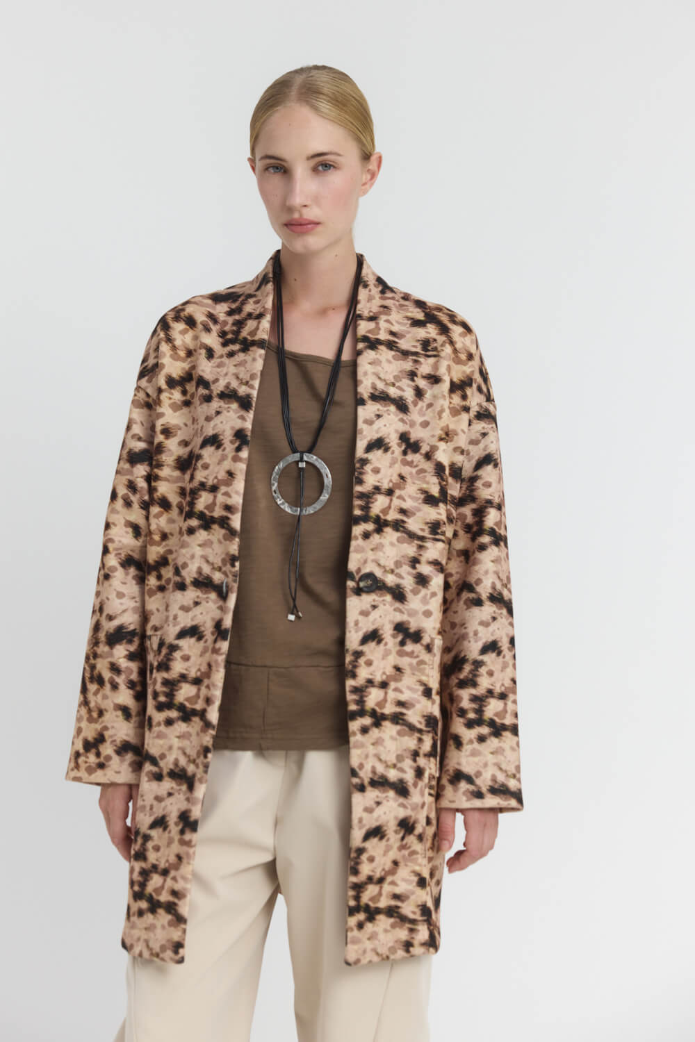 Namaste FREDDIE Ημίπαλτο σε φαρδιά γραμμή με abstract animal print Anerio