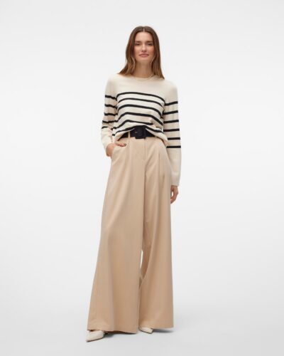 Vero Moda VMSABA Πουλόβερ ριγέ εκρού Anerio